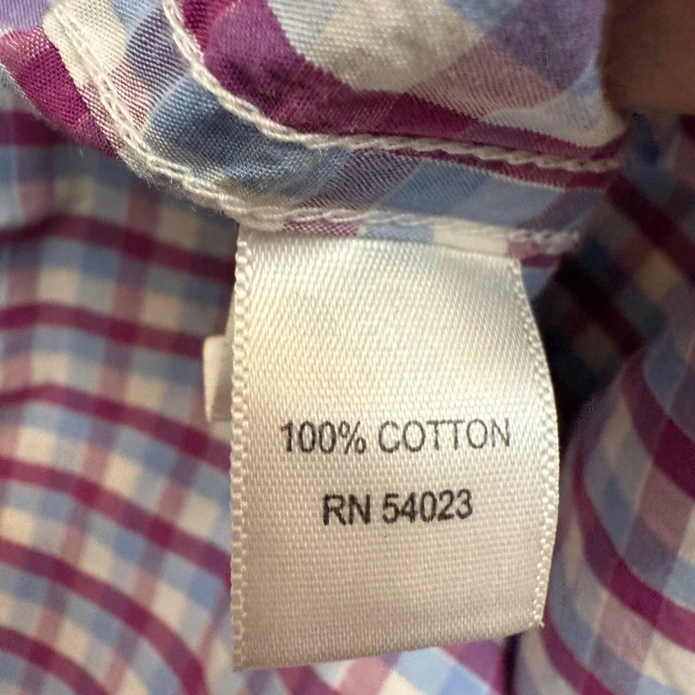 Banana Republic Mens Slim Fit Gingham Button Down Shirt Purple Blue Check Medium